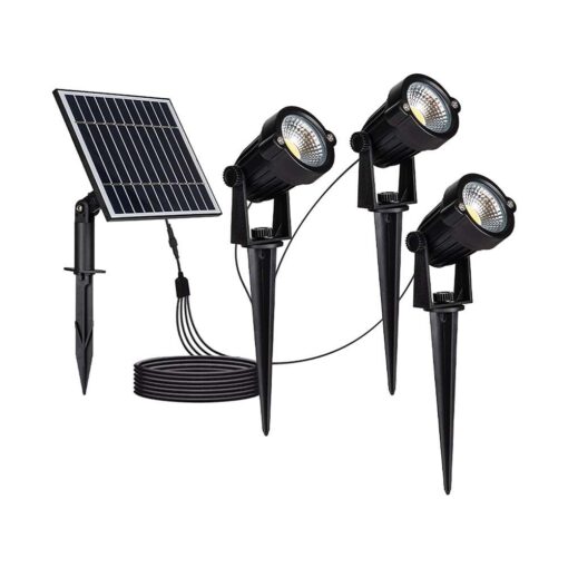 LED ηλιακό φωτιστικό καρφί 3×1.2W θερμό λευκό 3000K μαύρο σώμα V-TAC – 20489