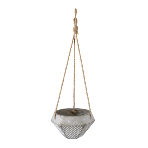 GloboStar® Artificial Garden SARAKINIKO 20490 Κρεμαστό Πήλινο Κεραμικό Κασπώ Γλάστρα – Flower Pot Γκρι Φ10cm x Υ36cm