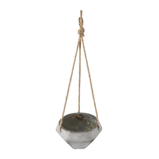 GloboStar® Artificial Garden SARAKINIKO 20490 Κρεμαστό Πήλινο Κεραμικό Κασπώ Γλάστρα – Flower Pot Γκρι Φ10cm x Υ36cm