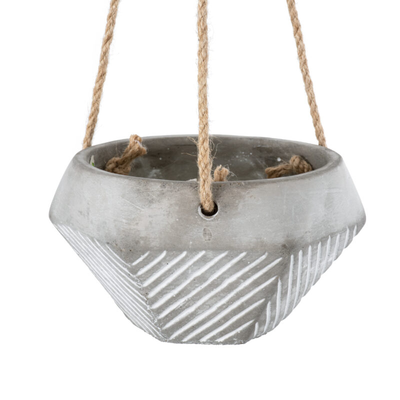 GloboStar® Artificial Garden SARAKINIKO 20490 Κρεμαστό Πήλινο Κεραμικό Κασπώ Γλάστρα – Flower Pot Γκρι Φ10cm x Υ36cm