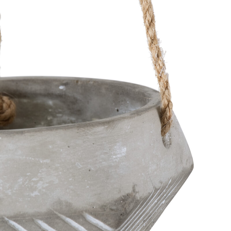 GloboStar® Artificial Garden SARAKINIKO 20490 Κρεμαστό Πήλινο Κεραμικό Κασπώ Γλάστρα – Flower Pot Γκρι Φ10cm x Υ36cm