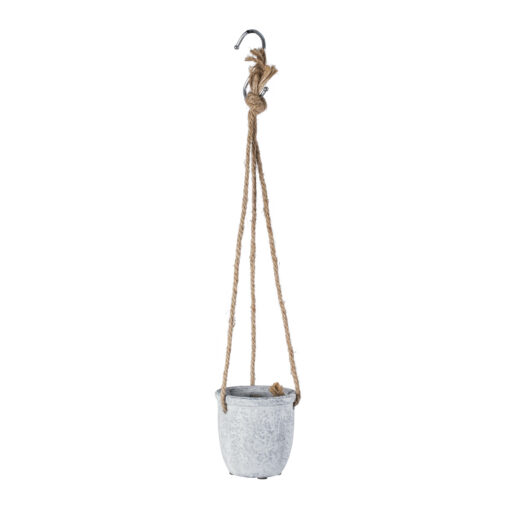 GloboStar® Artificial Garden SCORPIOS 20491 Κρεμαστό Πήλινο Κεραμικό Κασπώ Γλάστρα – Flower Pot Γκρι Φ8.5cm x Υ36cm