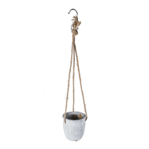 GloboStar® Artificial Garden SCORPIOS 20491 Κρεμαστό Πήλινο Κεραμικό Κασπώ Γλάστρα – Flower Pot Γκρι Φ8.5cm x Υ36cm