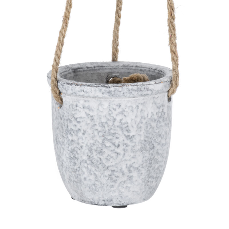 GloboStar® Artificial Garden SCORPIOS 20491 Κρεμαστό Πήλινο Κεραμικό Κασπώ Γλάστρα – Flower Pot Γκρι Φ8.5cm x Υ36cm