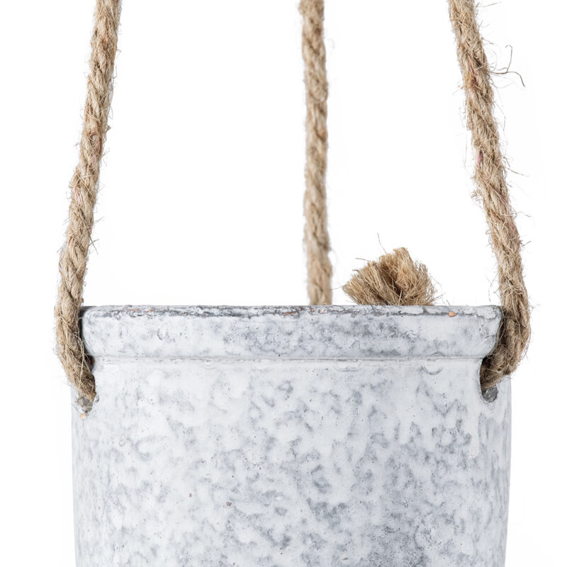 GloboStar® Artificial Garden SCORPIOS 20491 Κρεμαστό Πήλινο Κεραμικό Κασπώ Γλάστρα – Flower Pot Γκρι Φ8.5cm x Υ36cm