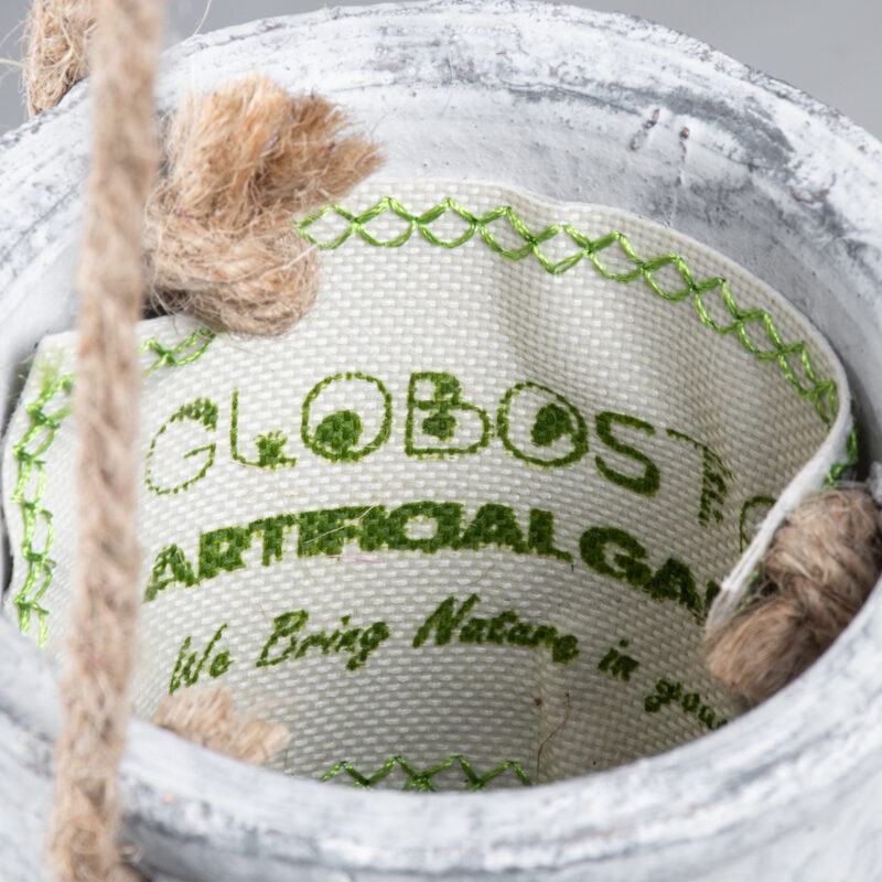 GloboStar® Artificial Garden SCORPIOS 20491 Κρεμαστό Πήλινο Κεραμικό Κασπώ Γλάστρα – Flower Pot Γκρι Φ8.5cm x Υ36cm