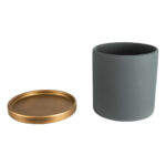 GloboStar® Artificial Garden NAPOLI 20494 Διακοσμητικό Κεραμικό Κασπώ Γλάστρα – Flower Pot Γκρι Μπλε με Χρυσό Φ15 x Υ15cm