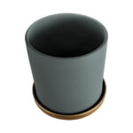 GloboStar® Artificial Garden NAPOLI 20495 Διακοσμητικό Κεραμικό Κασπώ Γλάστρα – Flower Pot Γκρι Μπλε με Χρυσό Φ20 x Υ20cm