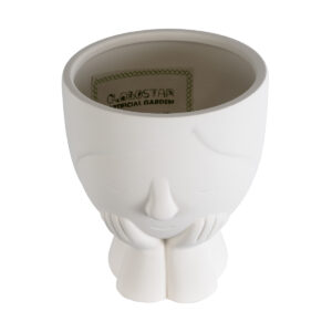GloboStar® Artificial Garden TOKYO 20496 Διακοσμητικό Κεραμικό Κασπώ Γλάστρα – Flower Pot Λευκό Φ16 x Υ19cm