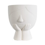 GloboStar® Artificial Garden TOKYO 20496 Διακοσμητικό Κεραμικό Κασπώ Γλάστρα – Flower Pot Λευκό Φ16 x Υ19cm