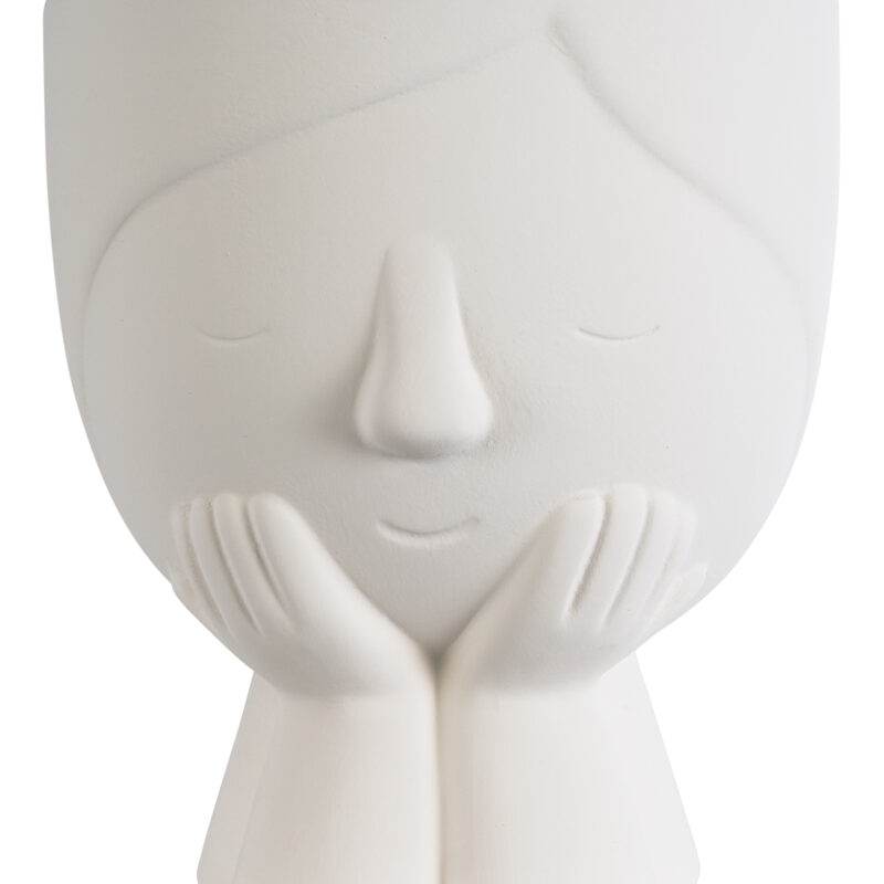 GloboStar® Artificial Garden TOKYO 20496 Διακοσμητικό Κεραμικό Κασπώ Γλάστρα – Flower Pot Λευκό Φ16 x Υ19cm