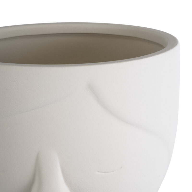 GloboStar® Artificial Garden TOKYO 20496 Διακοσμητικό Κεραμικό Κασπώ Γλάστρα – Flower Pot Λευκό Φ16 x Υ19cm