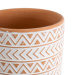 GloboStar® Artificial Garden INDIA 20497 Διακοσμητικό Κεραμικό Κασπώ Γλάστρα – Flower Pot Λευκό με Πορτοκαλί Φ14.5 x Υ13.5cm
