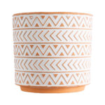 GloboStar® Artificial Garden INDIA 20498 Διακοσμητικό Κεραμικό Κασπώ Γλάστρα – Flower Pot Λευκό με Πορτοκαλί Φ17.5 x Υ16.5cm