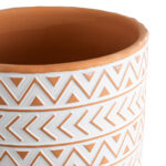 GloboStar® Artificial Garden INDIA 20498 Διακοσμητικό Κεραμικό Κασπώ Γλάστρα – Flower Pot Λευκό με Πορτοκαλί Φ17.5 x Υ16.5cm