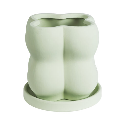 GloboStar® Artificial Garden ATHENA 20499 Διακοσμητικό Κεραμικό Κασπώ Γλάστρα – Flower Pot Πράσινο Ανοιχτό Μ13 x Π13 x Υ14cm