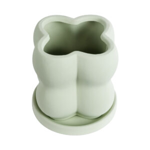 GloboStar® Artificial Garden ATHENA 20499 Διακοσμητικό Κεραμικό Κασπώ Γλάστρα – Flower Pot Πράσινο Ανοιχτό Μ13 x Π13 x Υ14cm