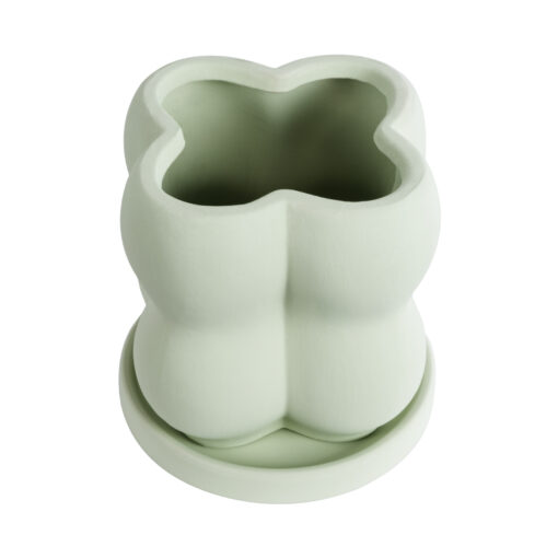 GloboStar® Artificial Garden ATHENA 20499 Διακοσμητικό Κεραμικό Κασπώ Γλάστρα – Flower Pot Πράσινο Ανοιχτό Μ13 x Π13 x Υ14cm