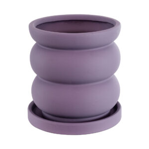 GloboStar® Artificial Garden BOGOTA 20500 Διακοσμητικό Κεραμικό Κασπώ Γλάστρα – Flower Pot Μωβ Φ14 x Υ15cm