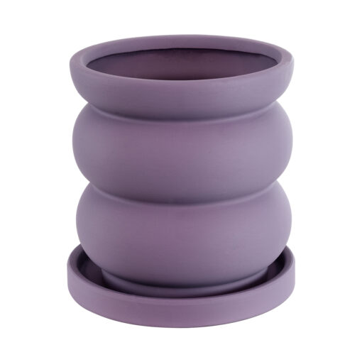 GloboStar® Artificial Garden BOGOTA 20500 Διακοσμητικό Κεραμικό Κασπώ Γλάστρα – Flower Pot Μωβ Φ14 x Υ15cm