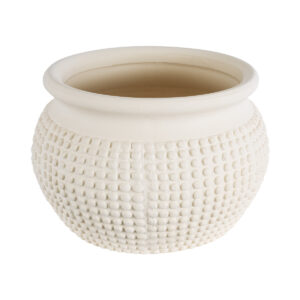 GloboStar® Artificial Garden MORELIA 20510 Διακοσμητικό Κεραμικό Κασπώ Γλάστρα – Flower Pot Μπεζ Φ19 x Υ13cm