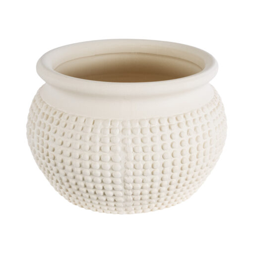 GloboStar® Artificial Garden MORELIA 20510 Διακοσμητικό Κεραμικό Κασπώ Γλάστρα – Flower Pot Μπεζ Φ19 x Υ13cm