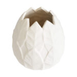 GloboStar® Artificial Garden FLORES 20511 Διακοσμητικό Κεραμικό Κασπώ Γλάστρα – Flower Pot Λευκό Φ15 x Υ16cm