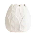 GloboStar® Artificial Garden FLORES 20511 Διακοσμητικό Κεραμικό Κασπώ Γλάστρα – Flower Pot Λευκό Φ15 x Υ16cm