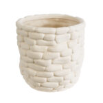 GloboStar® Artificial Garden UBUD 20512 Διακοσμητικό Κεραμικό Κασπώ Γλάστρα – Flower Pot Λευκό Φ15.5 x Υ15cm