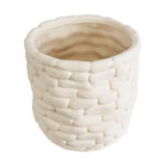 GloboStar® Artificial Garden UBUD 20512 Διακοσμητικό Κεραμικό Κασπώ Γλάστρα – Flower Pot Λευκό Φ15.5 x Υ15cm