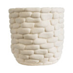 GloboStar® Artificial Garden UBUD 20512 Διακοσμητικό Κεραμικό Κασπώ Γλάστρα – Flower Pot Λευκό Φ15.5 x Υ15cm