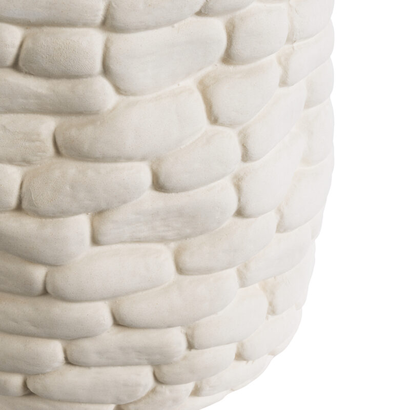 GloboStar® Artificial Garden UBUD 20512 Διακοσμητικό Κεραμικό Κασπώ Γλάστρα – Flower Pot Λευκό Φ15.5 x Υ15cm