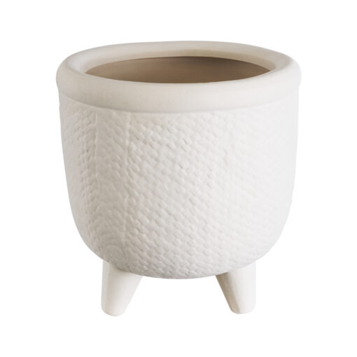 GloboStar® Artificial Garden YUKATAN 20513 Διακοσμητικό Κεραμικό Κασπώ Γλάστρα – Flower Pot Μπεζ Φ16 x Υ17.5cm