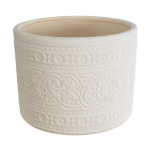 GloboStar® Artificial Garden BERATAN 20514 Διακοσμητικό Κεραμικό Κασπώ Γλάστρα – Flower Pot Λευκό Φ19 x Υ16cm