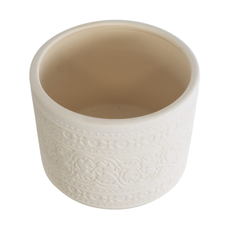 GloboStar® Artificial Garden BERATAN 20514 Διακοσμητικό Κεραμικό Κασπώ Γλάστρα – Flower Pot Λευκό Φ19 x Υ16cm