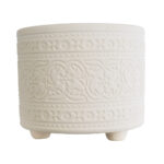 GloboStar® Artificial Garden BERATAN 20514 Διακοσμητικό Κεραμικό Κασπώ Γλάστρα – Flower Pot Λευκό Φ19 x Υ16cm