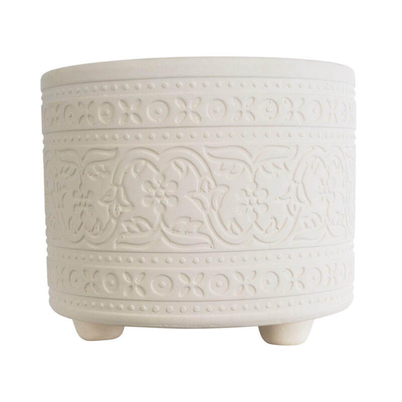 GloboStar® Artificial Garden BERATAN 20514 Διακοσμητικό Κεραμικό Κασπώ Γλάστρα – Flower Pot Λευκό Φ19 x Υ16cm