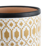 GloboStar® Artificial Garden VARANASI 20524 Διακοσμητικό Κεραμικό Κασπώ Γλάστρα – Flower Pot Χρυσό με Λευκό και Μαύρο Φ14.5 x Υ13cm