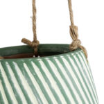 GloboStar® Artificial Garden BUBASTIS 20527 Κρεμαστό Διακοσμητικό Κεραμικό Κασπώ Γλάστρα – Flower Pot Λευκό με Πράσινο Φ13 x Υ10.5cm