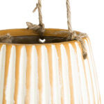 GloboStar® Artificial Garden BUBASTIS 20528 Κρεμαστό Διακοσμητικό Κεραμικό Κασπώ Γλάστρα – Flower Pot Πορτοκαλί με Λευκό Φ13 x Υ10.5cm