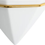 GloboStar® Artificial Garden LOUVRE 20533 Διακοσμητικό Κεραμικό Κασπώ Γλάστρα – Flower Pot Λευκό με Χρυσό Μ15 x Π8 x Υ24cm