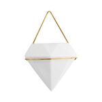 GloboStar® Artificial Garden LOUVRE 20534 Διακοσμητικό Κεραμικό Κασπώ Γλάστρα – Flower Pot Λευκό με Χρυσό Μ20 x Π10.5 x Υ30cm