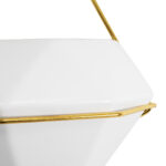 GloboStar® Artificial Garden LOUVRE 20534 Διακοσμητικό Κεραμικό Κασπώ Γλάστρα – Flower Pot Λευκό με Χρυσό Μ20 x Π10.5 x Υ30cm