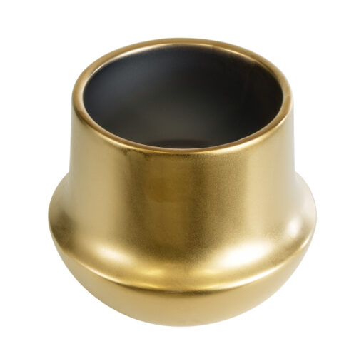 GloboStar® Artificial Garden KERKYRA 20547 Διακοσμητικό Κεραμικό Κασπώ Γλάστρα – Flower Pot Χρυσό Φ15 x Υ12.5cm