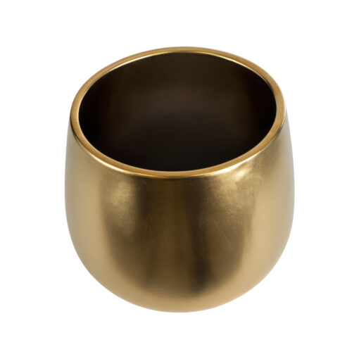 GloboStar® Artificial Garden SIDNEY 20548 Διακοσμητικό Κεραμικό Κασπώ Γλάστρα – Flower Pot Χρυσό Φ16 x Υ13cm