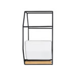 GloboStar® Artificial Garden BIANCO 20557 Διακοσμητικό Κεραμικό Κασπώ Γλάστρα – Flower Pot Λευκό με Μαύρο Μεταλλικό Πλέγμα και Καφέ Ξύλινη Βάση Μ18 x Π10 x Υ18cm