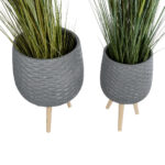 GloboStar® Artificial Garden LOUISIANA 20567 ΣΕΤ 2 Διακοσμητικά Πολυεστερικά Τσιμεντένιά Κασπώ Γλάστρες – Flower Pots Γκρι A:Φ36 x Υ54cm B:Φ32 x Υ49cm