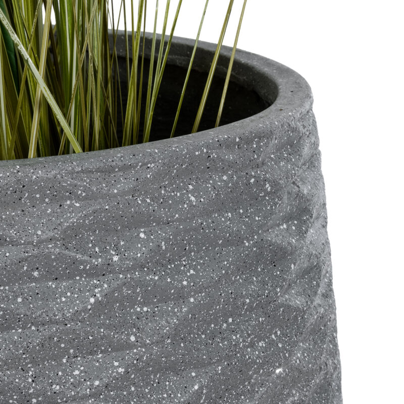 GloboStar® Artificial Garden LOUISIANA 20567 ΣΕΤ 2 Διακοσμητικά Πολυεστερικά Τσιμεντένιά Κασπώ Γλάστρες – Flower Pots Γκρι A:Φ36 x Υ54cm B:Φ32 x Υ49cm