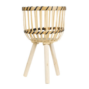 GloboStar® Artificial Garden FOLEGANDROS 20583 Διακοσμητικό Ξύλινο Κασπώ Γλάστρα – Flower Pot Μπεζ Φ28 x Υ47cm