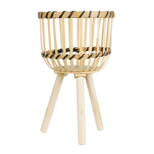 GloboStar® Artificial Garden FOLEGANDROS 20583 Διακοσμητικό Ξύλινο Κασπώ Γλάστρα – Flower Pot Μπεζ Φ28 x Υ47cm